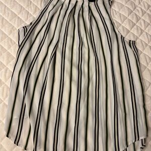 Ann Taylor Black and White Striped A-Line Skirt